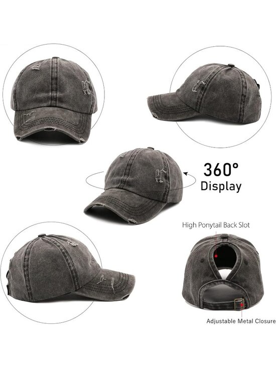 〽️Women Solid Black High Ponytail Baseball Cap Trucker Bad Hair Day Adjustable main image 6